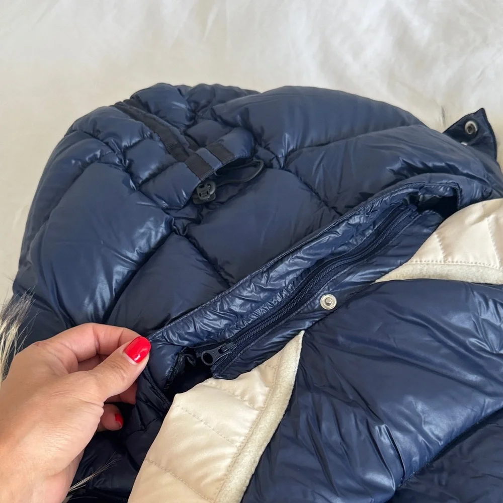 Rossignol Dark Blue and White Puffer Jacket with Fur Hood - Picture 9 of 12